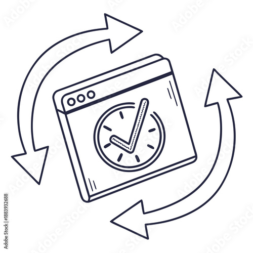 Digital Subscription Renewal and Recurring Payment Outline Icon