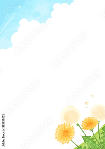 手描きのタンポポの背景イラスト