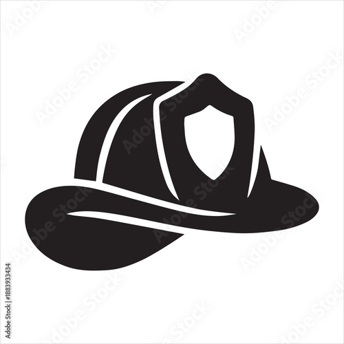 Fireman hat icon – firefighter helmet silhouette