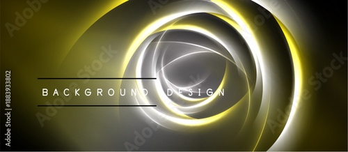 Abstract design features concentric circles, golden hues, gray tones. Elegant, modern aesthetic suitable for backgrounds, presentations.