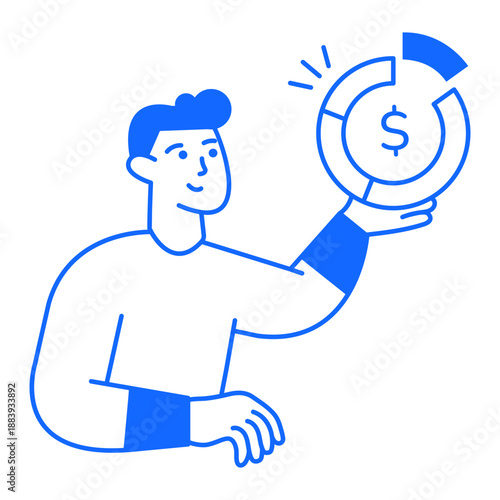 An outline style icon showing financial analysis
