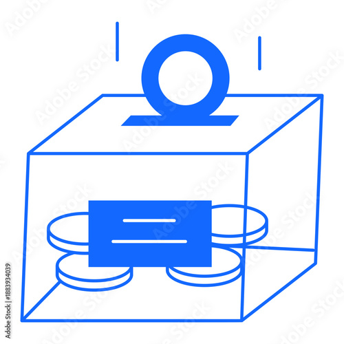 A line style icon depicting donation box 


