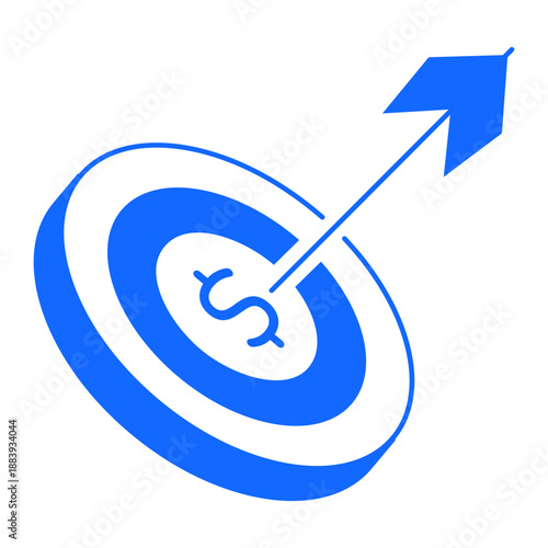A line style icon depicting financial target 


