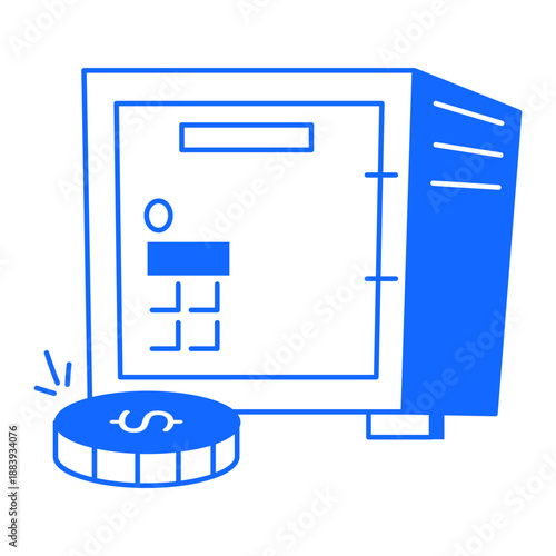 An outline style icon showing money safe 


