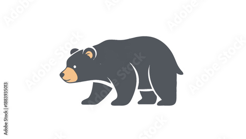 Stylized illustration of a black bear walking.