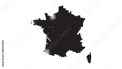 France country map silhouette vector illustration with detailed border for geographic design, European cartography projects, and international educational presentations