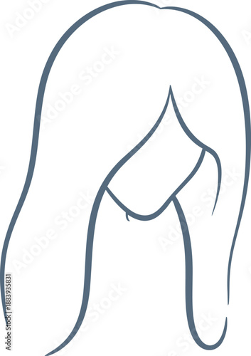 Minimalist line art woman head looking down