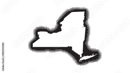 New York state outline map silhouette vector illustration with detailed border for geographic design, cartography projects, and educational presentations