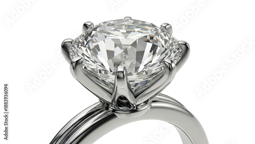 Close-up of a Diamond Engagement Ring with Platinum Band