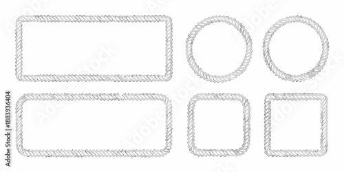 A collection of various rope frames and shapes in grayscale