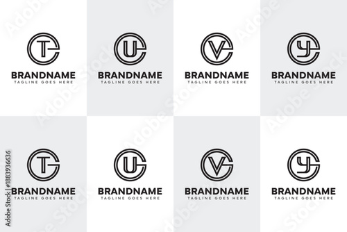 Letters ET EU EV EY GT GU GV GY Logo Monogram Set, for TE UE VE YE TG UG VG YG initials