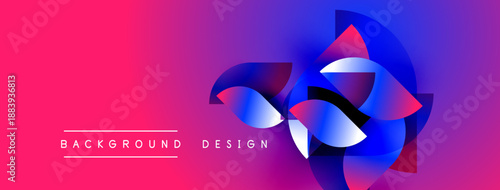 Abstract vibrant design. Gradient pink, purple, blue hues create dynamic floral shape. Text reads background design. Modern aesthetic.