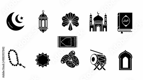 Islamic Symbols and Icons Set Collection.