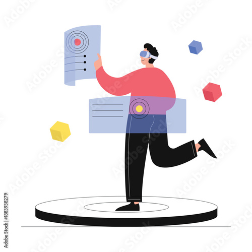 Virtual Immersive Vector Flat Illustration EPS 10 File 