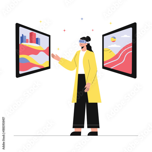 Virtual World Vector Flat Illustration EPS 10 File 