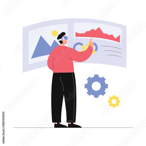 Cyberworld Vector Flat Illustration EPS 10 File 