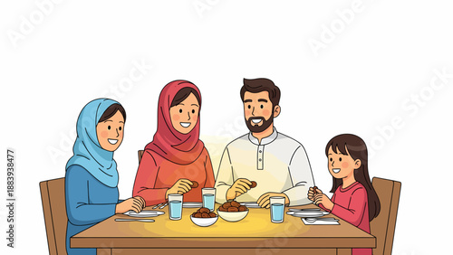 Family Gathering Around Dining Table Together.