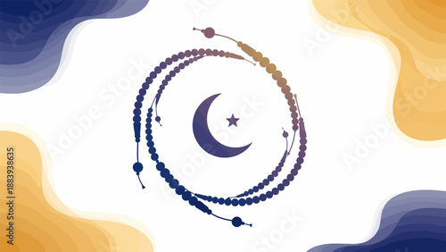 Crescent Moon and Star Symbol Design.