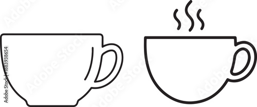 Minimalist Basic Coffee Cup Line Art Icon with Smooth Rounded Outline
