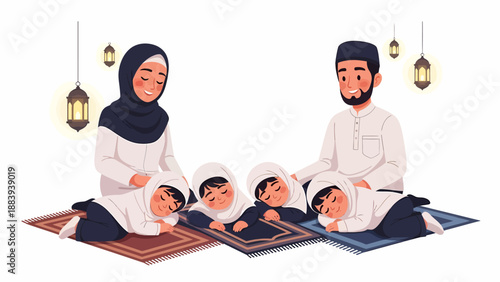 Family Reading Together with Children.