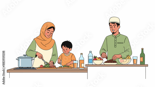 Family Cooking Together in the Kitchen.