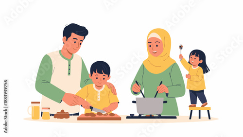 Family Cooking Together in the Kitchen.