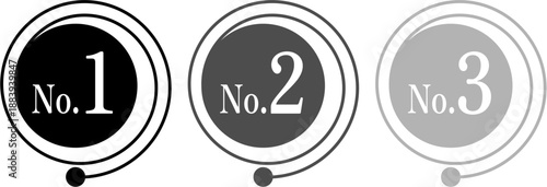シンプルな円形ランキングアイコンセット 1位2位3位