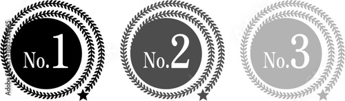 月桂冠のランキングアイコンセット 1位2位3位
