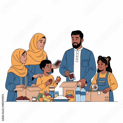 Family Sharing Food and Donating Together.