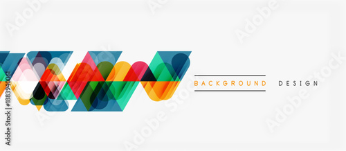 Abstract colorful waves, layered shapes create modern design. White background emphasizes vibrant hues, simple text labels composition.