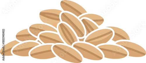 Vector illustration of barley grains pile isolated on white background for agriculture and food design