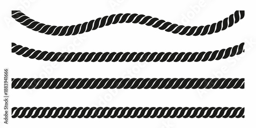 A collection of black rope designs in varying wavy and straight patterns
