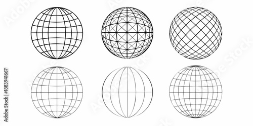A collection of six egg shaped wireframe renderings in varying perspectives