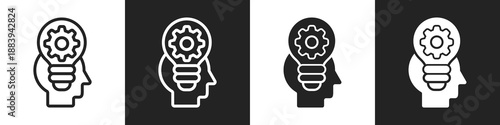 Skill Line And Solid Icon In White And Black Background