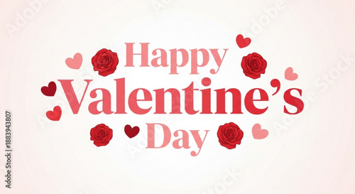 Celebrating Valentine's Day with love, hearts, and roses in a festive illustration, viewed from directly above