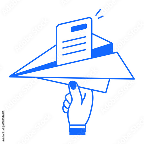 An outline style icon showing sending email 


