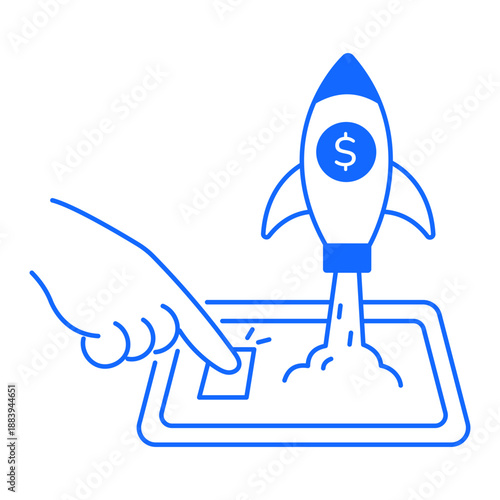 A line style icon representing business launch 


