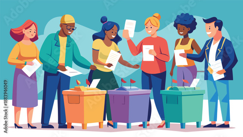 People using voting booths to submit their ballots during an election