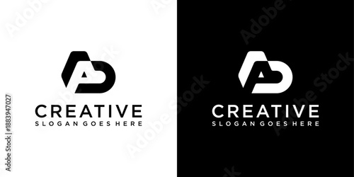 AD or DA initial letter logo design vector