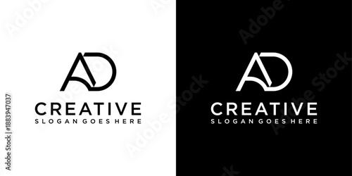 AD or DA initial letter logo design vector