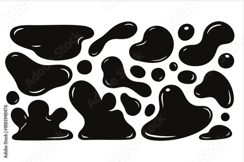 Glossy black blob collection for abstract wallpaper and liquid design