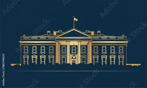 White house at night with light reflection