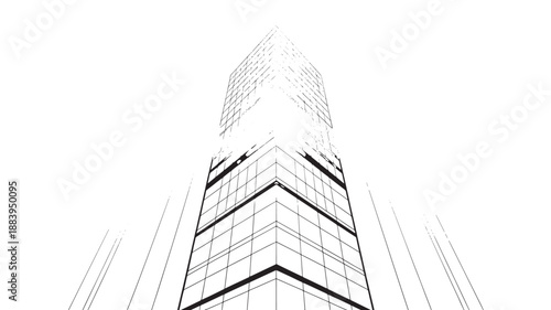 Vector Illustration Of Modern Skyscraper Building Architecture For Business And Urban Development Concept