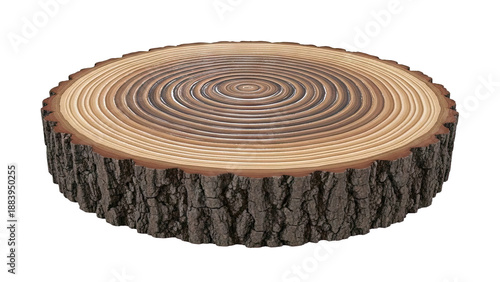 Cross-section of a log with bark and visible growth rings