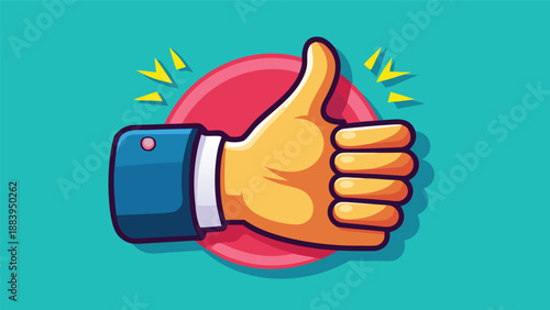 A colorful digital illustration of a thumbs up icon, representing approval, success, and positivity in a vibrant and modern graphic style