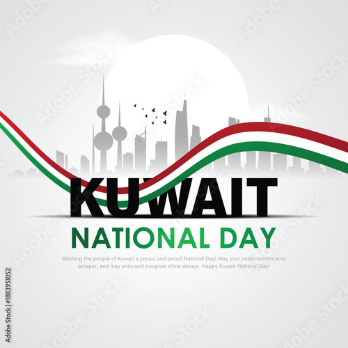 25th February celebrating 65th kuwait national day. Creative vector illustration design.