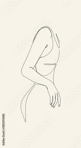 Simple Line Drawing of Female Figure.