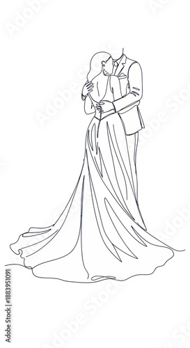 Couple Embracing in Formal Attire.