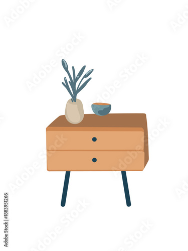 elegant wooden nightstand with legs for home interior