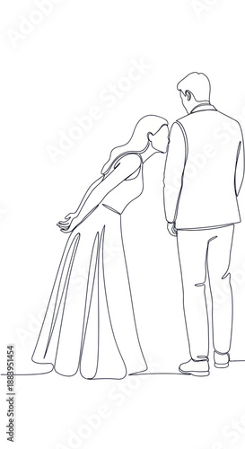 Bride and Groom Standing Together Hand in Hand.